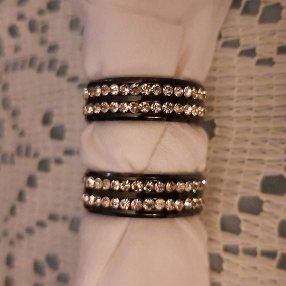 Two Men's Black and Diamond Titanium Ring - Size 10 - Picture 2 of 4